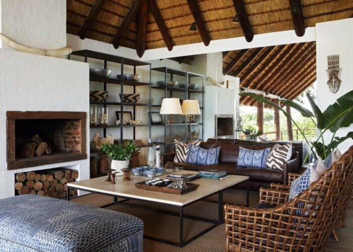 Living room interior of Londolozi Varty Camp