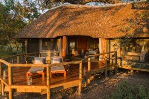 exterior view of the main guest accommodation building at Camp Moremi