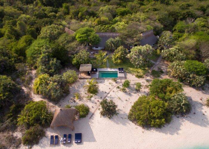 Aerial view of &Beyond Benguerra Island Lodge in Mozambique