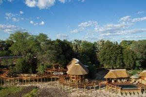 aerial view of Camp Okavango in Botswana