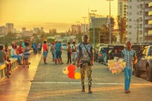 The vibrant and colourful streets on Maptuo in Mozambique