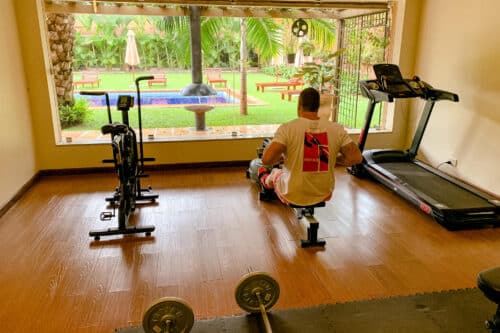 gym area for guests at No. 5 Boutique Hotel in Uganda